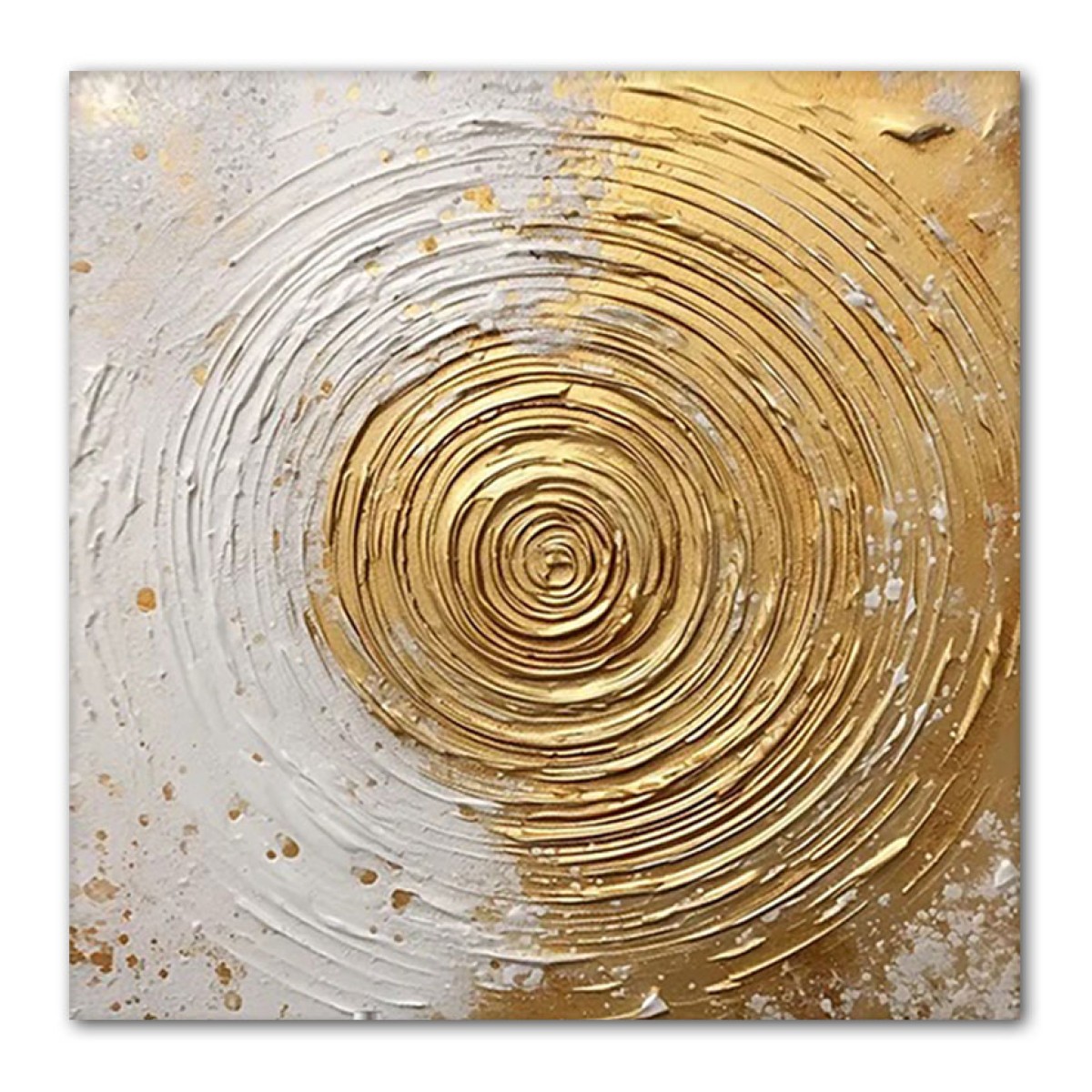 Gold Foil Circles 3d Heavy Textured Partial Oil Painting